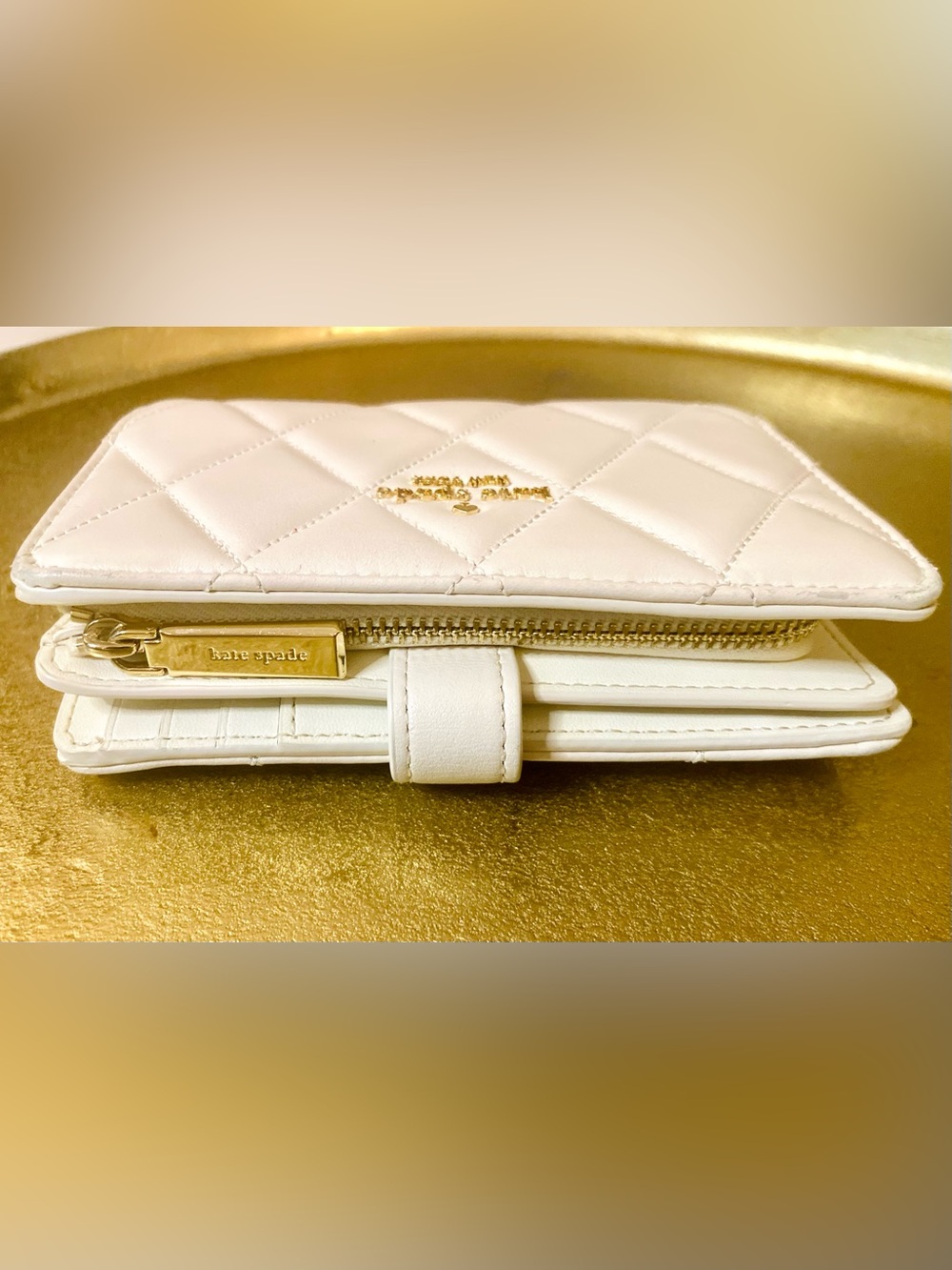 Kate Spade Carey Quilted Leather Ivory  White Wallet - Picture 15 of 16